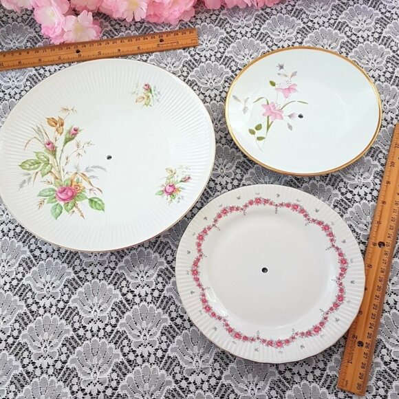 Handmade Pink Floral 3 Tier Cake Stand, Afternoon Tea Dessert Sandwich Tray Gift - Picture 8 of 10